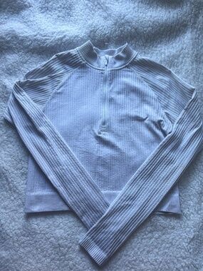 lululemon cream ribbed cropped zip up light sweater